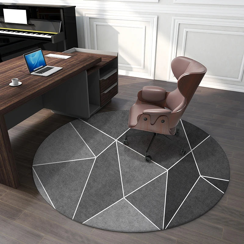 VIKAMA New Modern Round Carpet for Bedroom, Study, Computer Chair, Office, Gaming Chair, Non-Slip Floor Mat, Home Decoration
