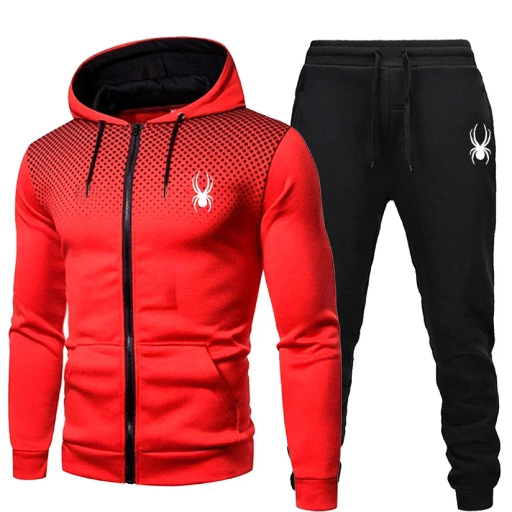 2025 Popular Two-Piece Men's Sportswear Jogging Suit with Hooded Sweatshirt and Zipper for Autumn and Winter Clothing