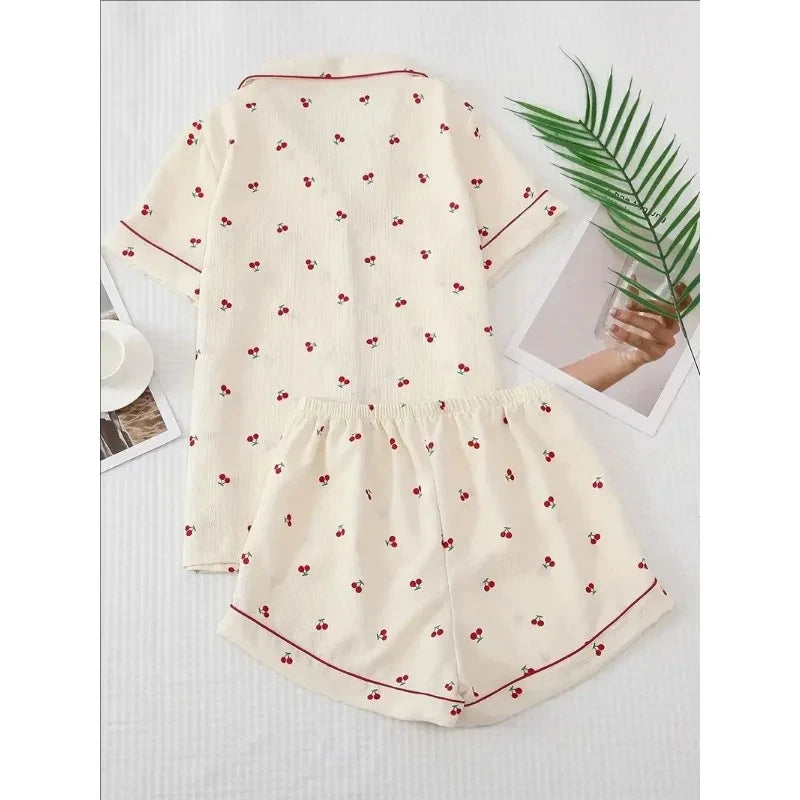Cherry Print Textured Pajama
