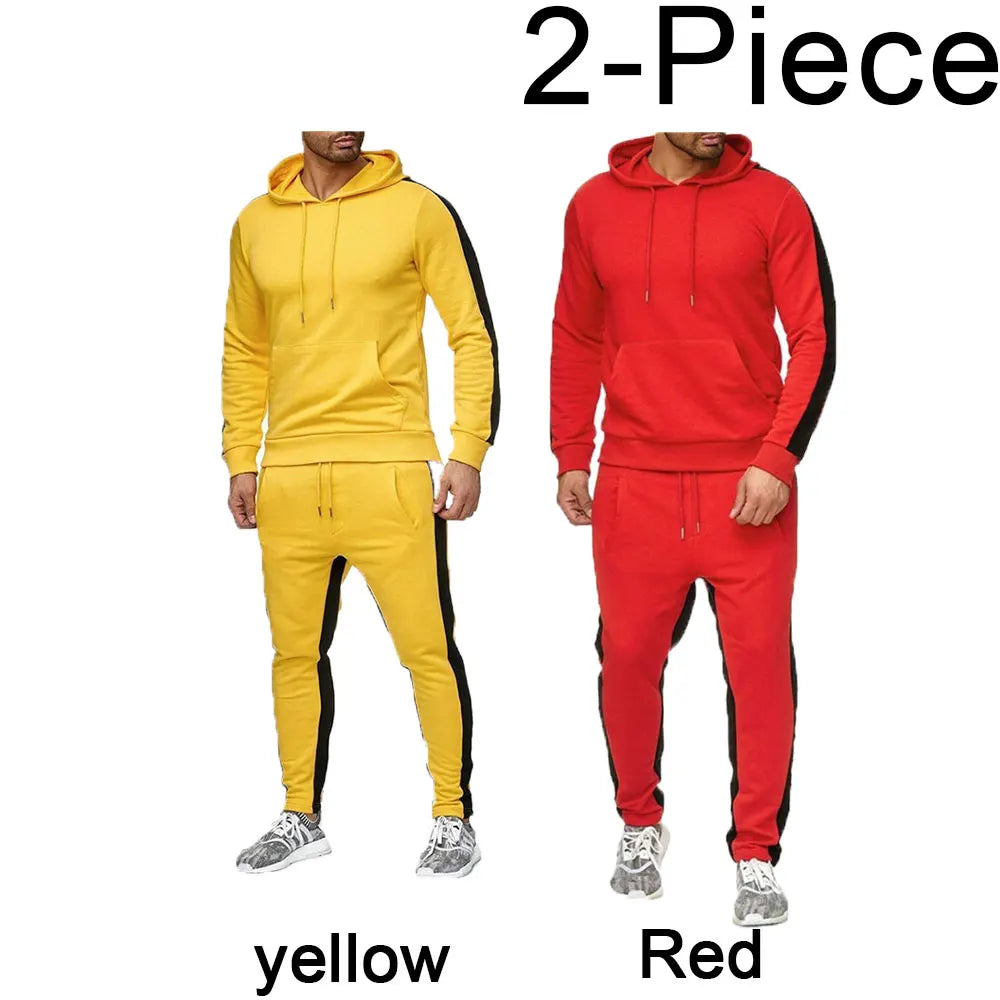 Men's 2 Piece Color Block Tracksuit Sweatsuit with Stripes - Casual Winter Long Sleeve Warm Moisture Wicking Breathable Sportswear Suit