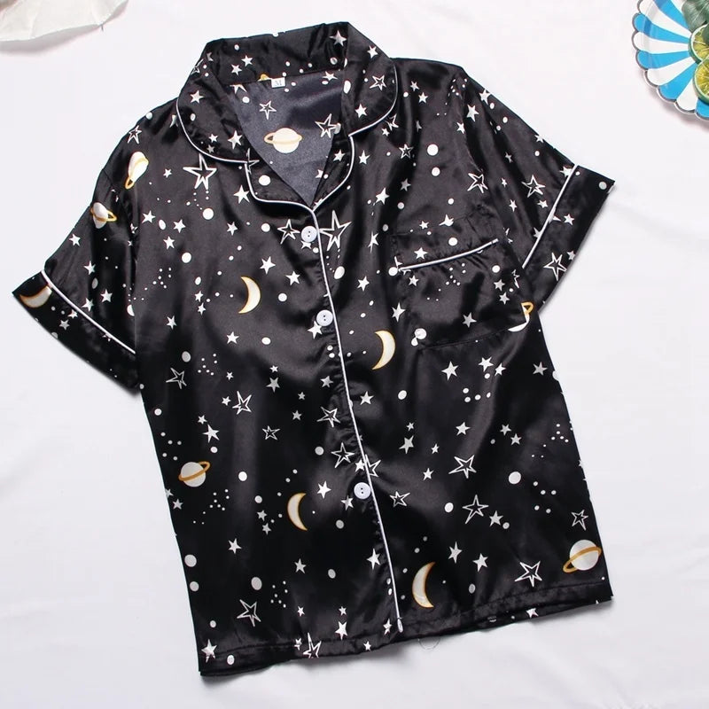 Spring Autumn Pajama Women Silk Satin Pajamas Set Long Sleeve Shirt with Trouser Sleepwear Loungewear Female Pajamas Suits Mujer