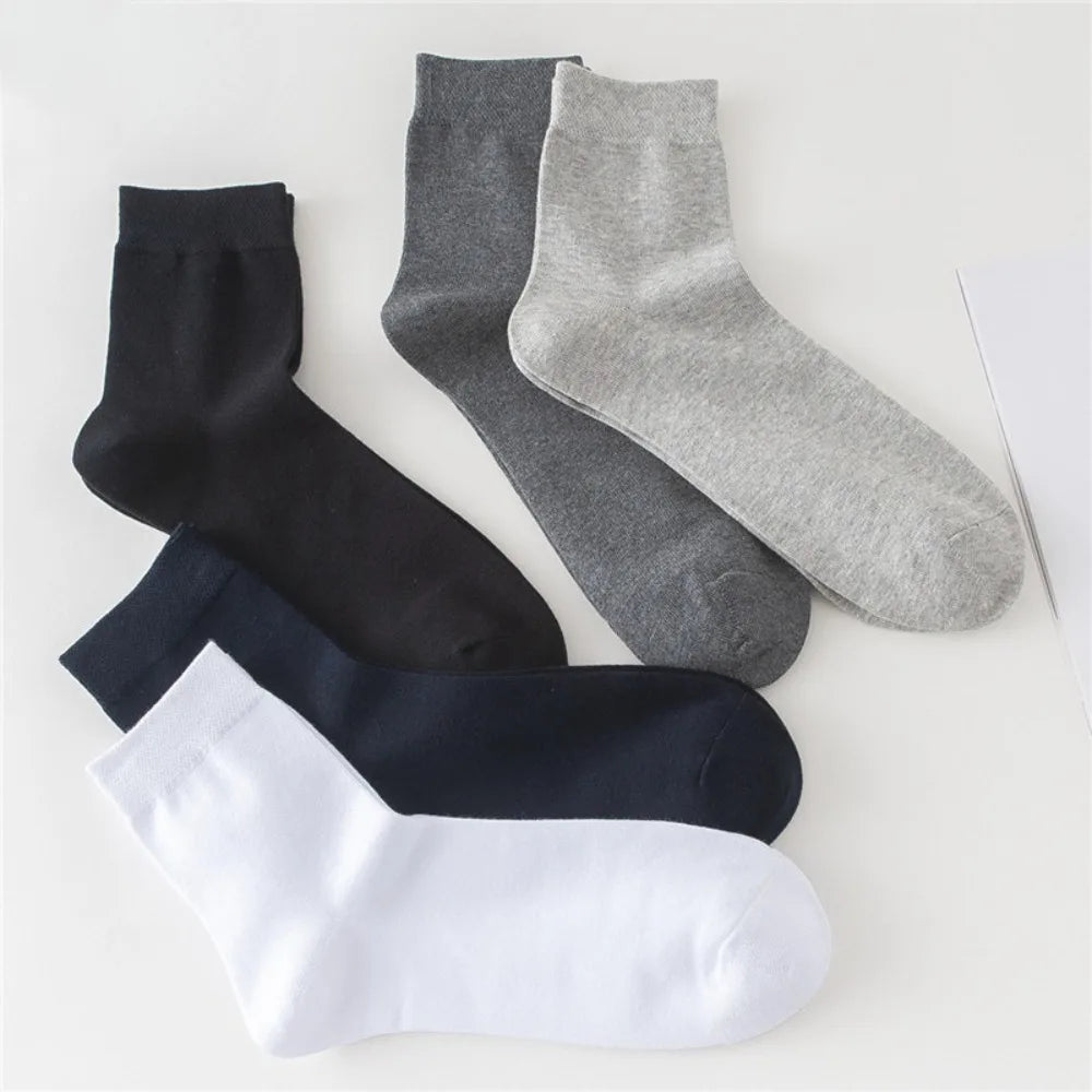 5 Pairs Men's Basic Crew Socks - Cloud-Touch Cotton Material with All-Day Breathability, White Daily Essential