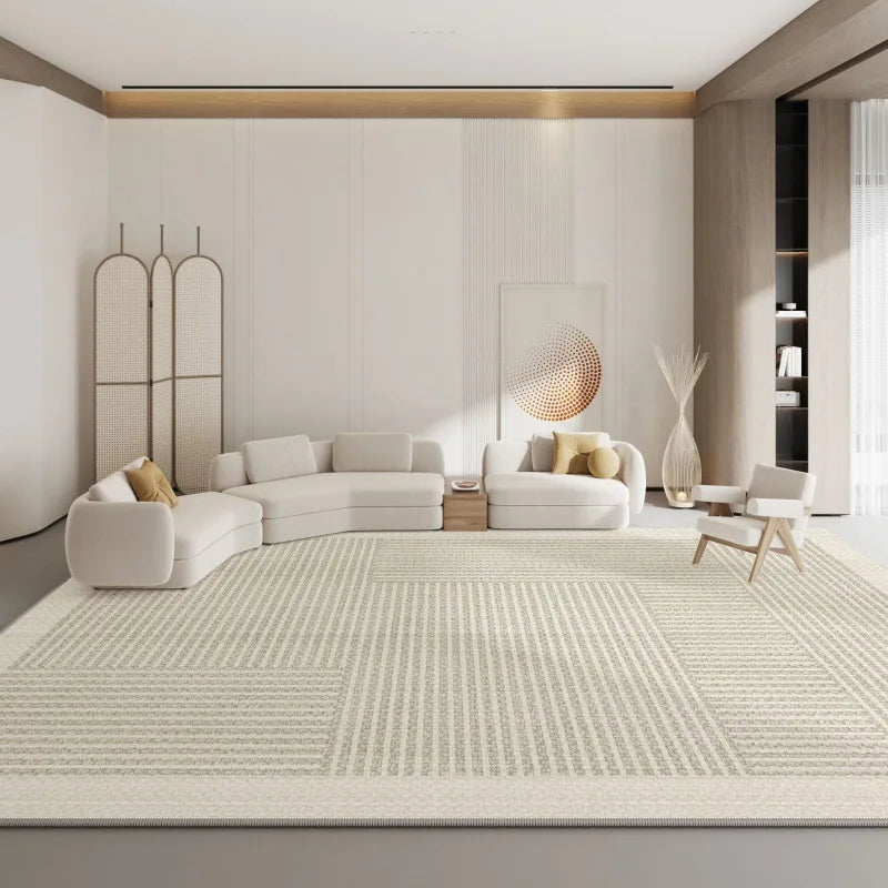 Luxury Minimalist Living Room Carpet Cream Color Large Area Rug for Sofa Bedroom Home Decor