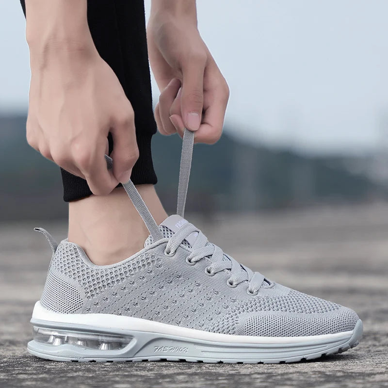 Red Affordable Running Shoes for Men and Women - Breathable Woven Air Cushion Sneakers in Sizes 35-46