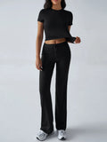 Women's Casual Lounge Set - Short Sleeve Top & Pants Two Piece, Home Wear Yoga Outfit