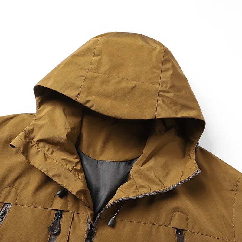 CHRLCK Men's Waterproof Hiking Jacket Caramel Women Windproof Windbreaker Camping Cycling Trekking Fishing Outdoor Jackets