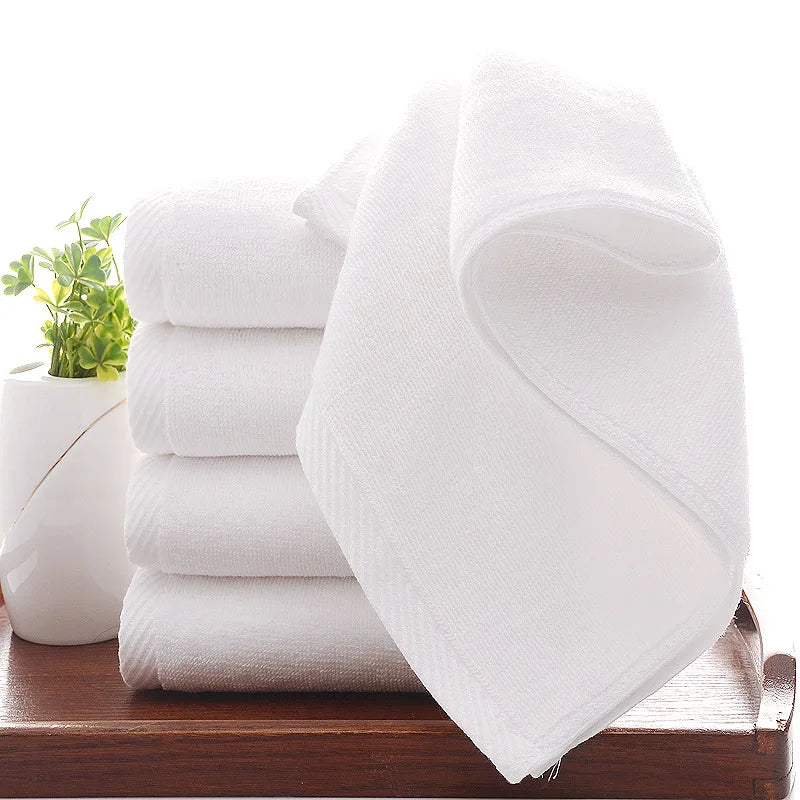 5Pcs White Towel 120g Thickened High Quality 32 Strands Cotton White Hotel Towel 35 * 75cm High Quality High End