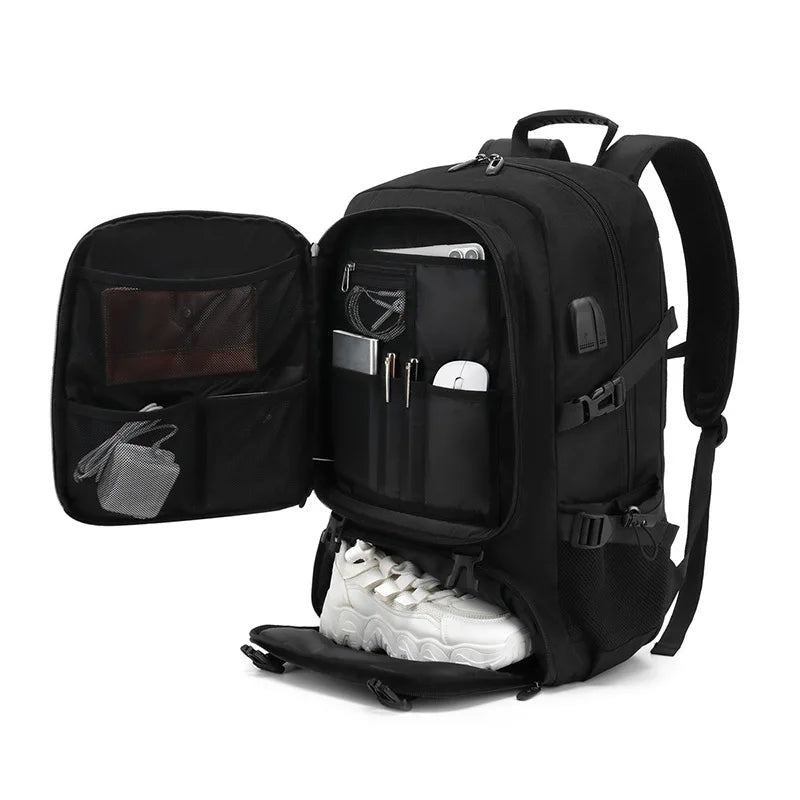 50L 80L Large Travel Backpack Men Separate Shoe Compartment Business
