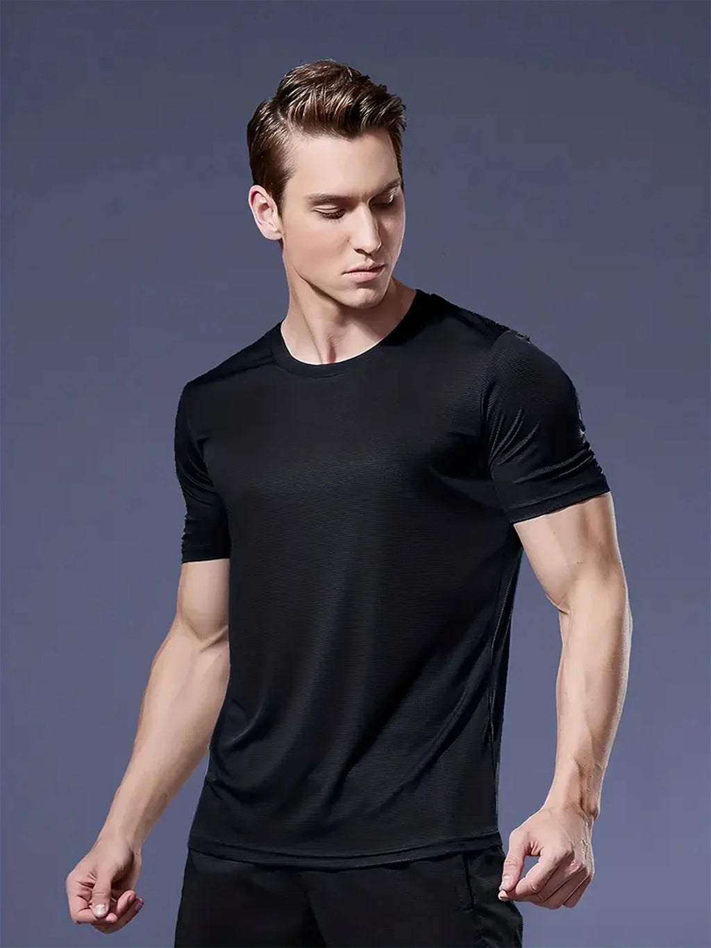 Round Neck T-Shirt 4-Color Black and White Gray Navy Ultra-Light Men's Quick-Drying Breathable Sweat-Absorbent Shirt
