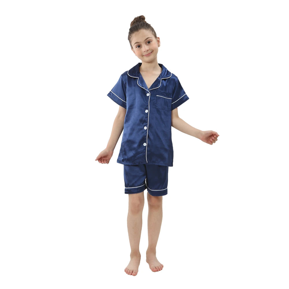 Kids Loungewear - Children Sleepwear | Home Clothing for Kids | Pajama Set for Girls in Silk Satin | Baby Nightgowns
