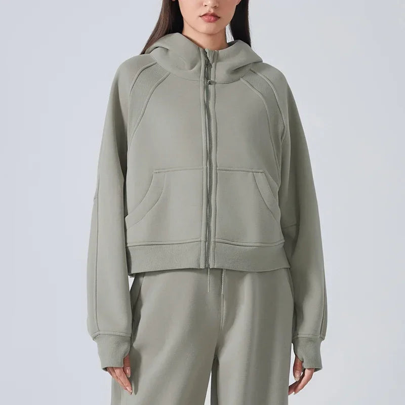 PrimeGear Women's Zip Up Hoodies Fleece Workout Jackets Sweatshirts Winter Warm Therma Long Sleeve Sweatshirts with Thumb Holes