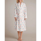 Fleece Floral Fruit Print Bathrobe Valentine Robe Soft Flannel Lounge Robe Cute Lightweight Gown with Belt