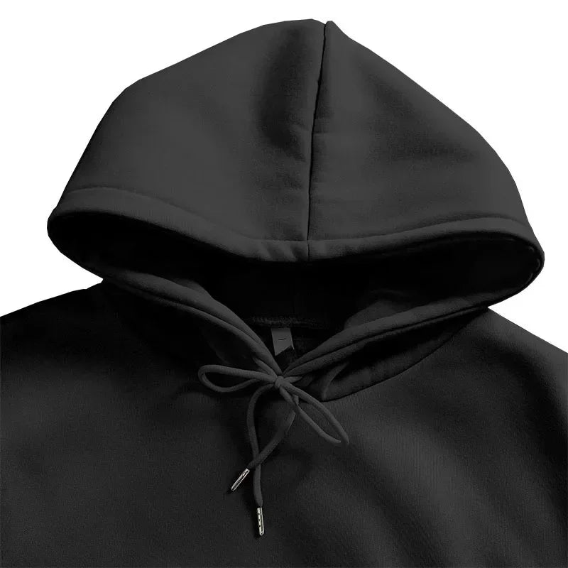 Plus Size Comfortably Lined Hooded Sweatshirt for Autumn and Winter for Men and Women - Solid Color Oversized Crew Neck Long Jumper