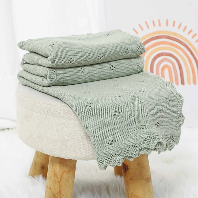 Cotton Baby Blankets Knit Infant Stroller Swaddle Soft Fashion Ruffles Wrap Newborn Boys Girl Bed Quilt 90*70CM Hollow Out Plaid