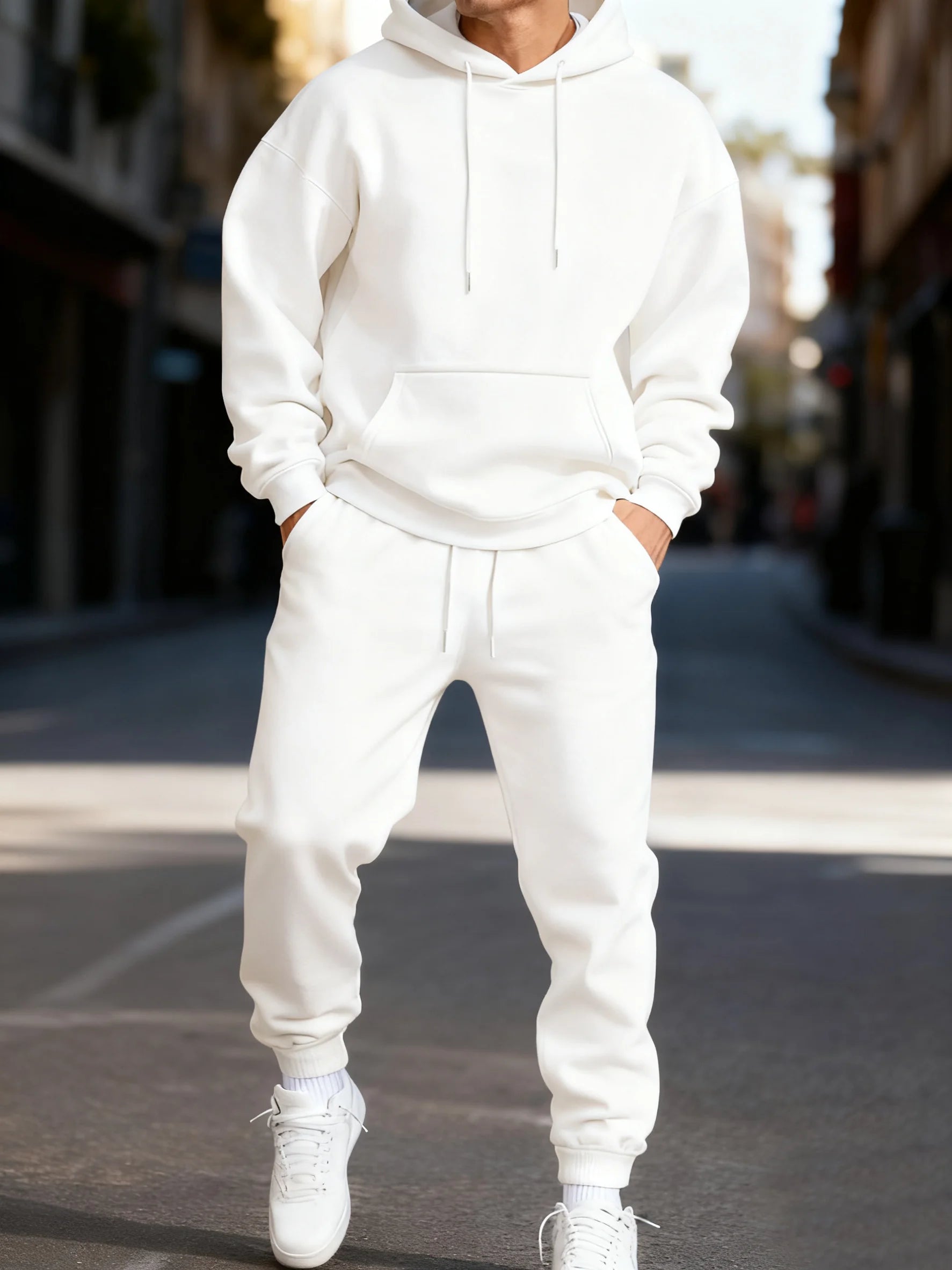 Solid Hoodies Suit Men