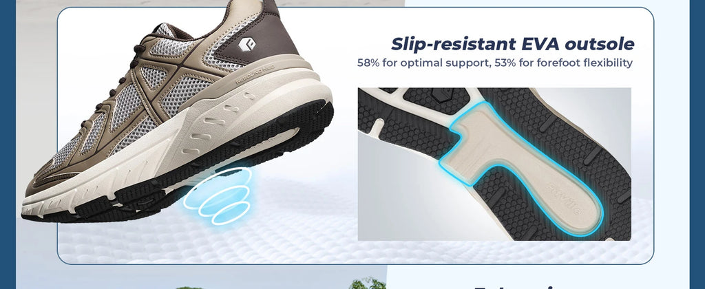 Fittington Men's Walking Shoes Extra Wide Comfort Sneakers Non Slip Trainers Man Shoes With Arch Support For Flat Feet Plantar