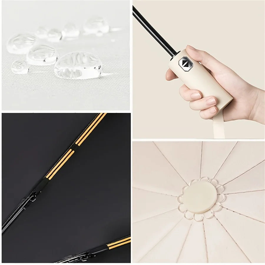 12 Bone Black Glue Fully Automatic Umbrella With Thick And Durable