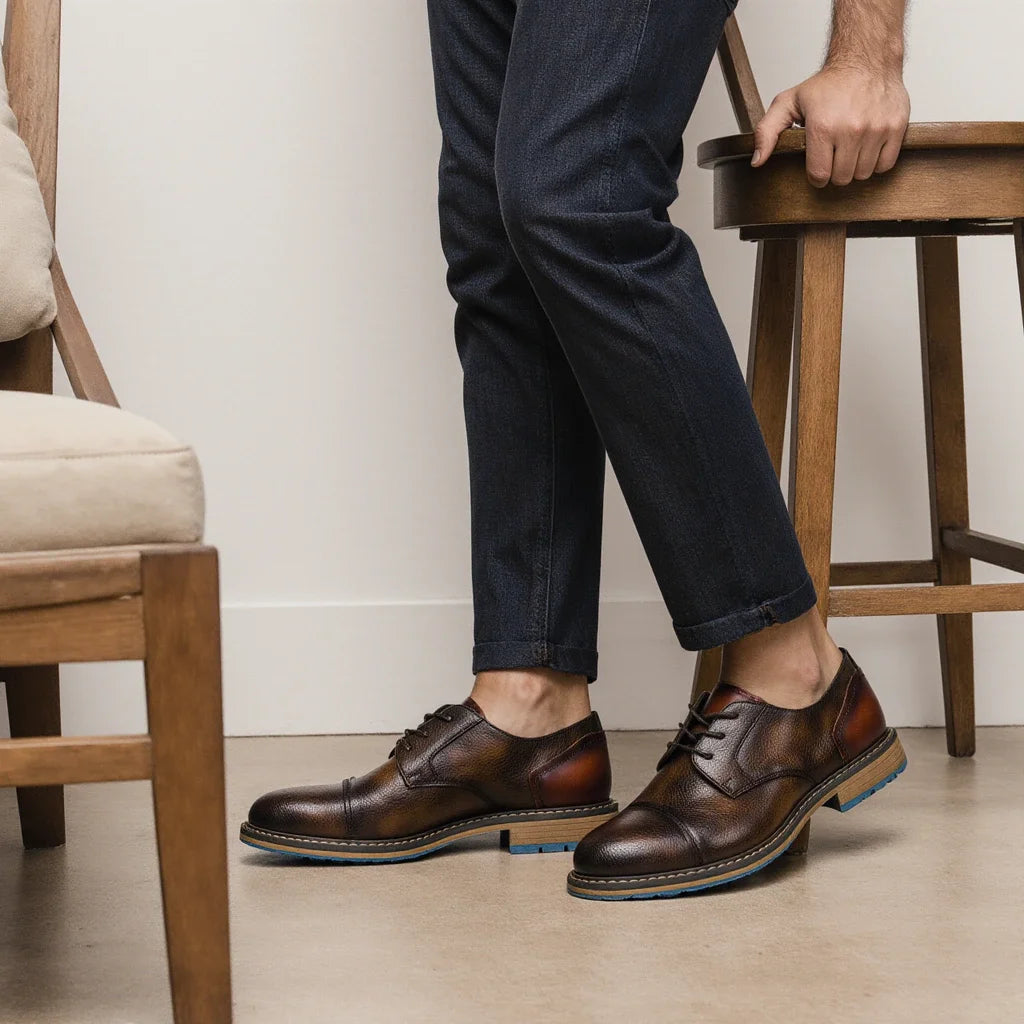 Retro Men's Derby Shoes Casual Fashion Leather Shoes