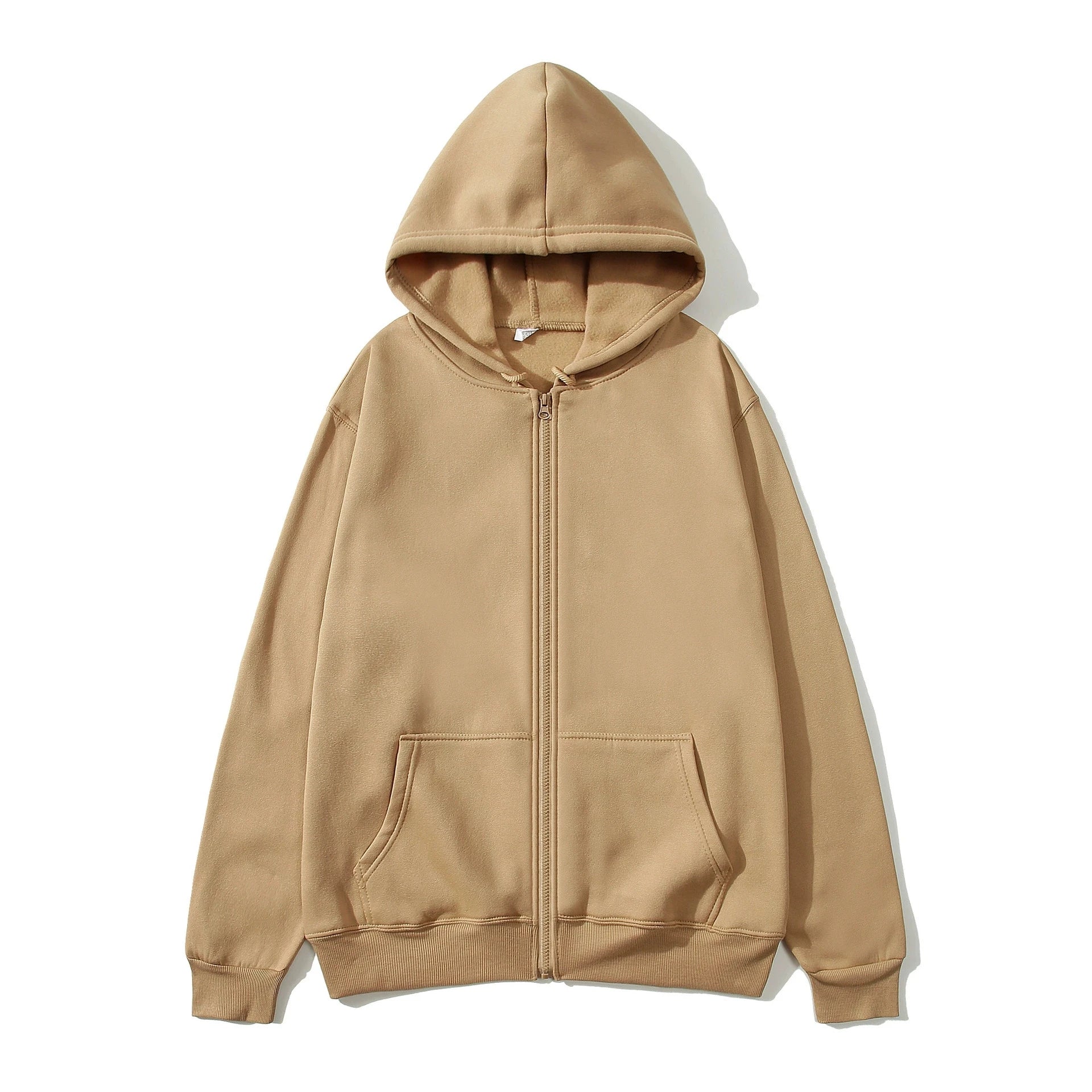 2025 New Trendy Sweatshirt Coat with Front Pockets - Warm Zipper Lamb Wool Jacket for Men and Women - Autumn Winter Pure Color Cardigan Hoodie