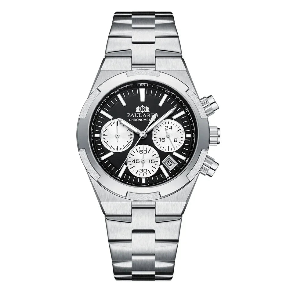 Luxury Watch for Men Chronograph Luminous Rose Gold Silver Blue Fashion Quartz Overseas Stainless Steel Watch for Men Cheap