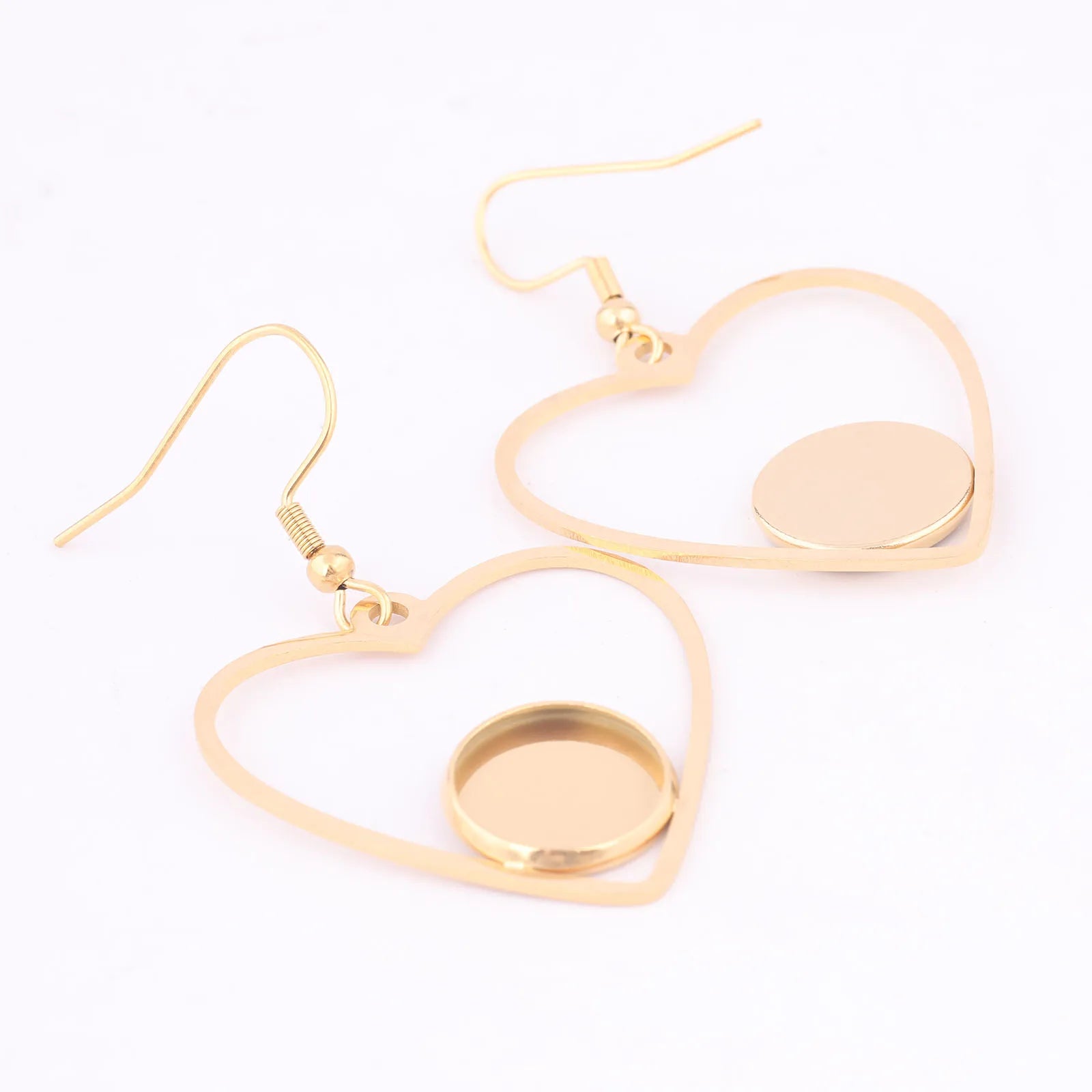 6pcs Stainless Steel Gold Plated 12mm Cabochon Earring Base Setting