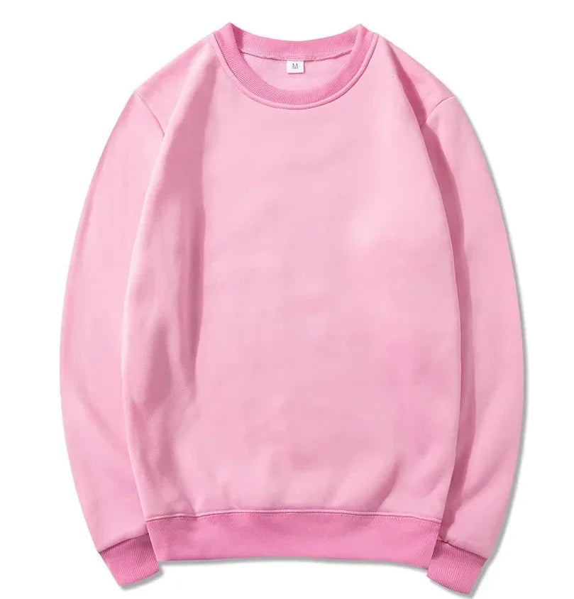 Korean Fashion Men's Round Neck Sweatshirts Autumn Long Sleeves Vacation Pullovers Tops Casual Popular Man Solid Sweatshirts