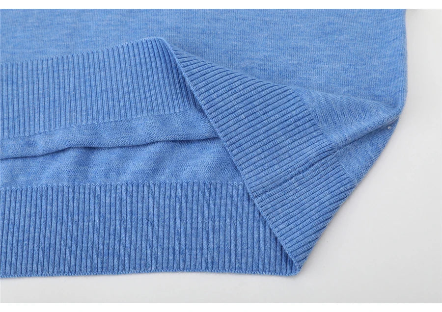 2023 Autumn New Men's V-neck Wool Sweater Business Casual Solid Color Thin Pullover Sweater Brand Clothes Blue Red Black
