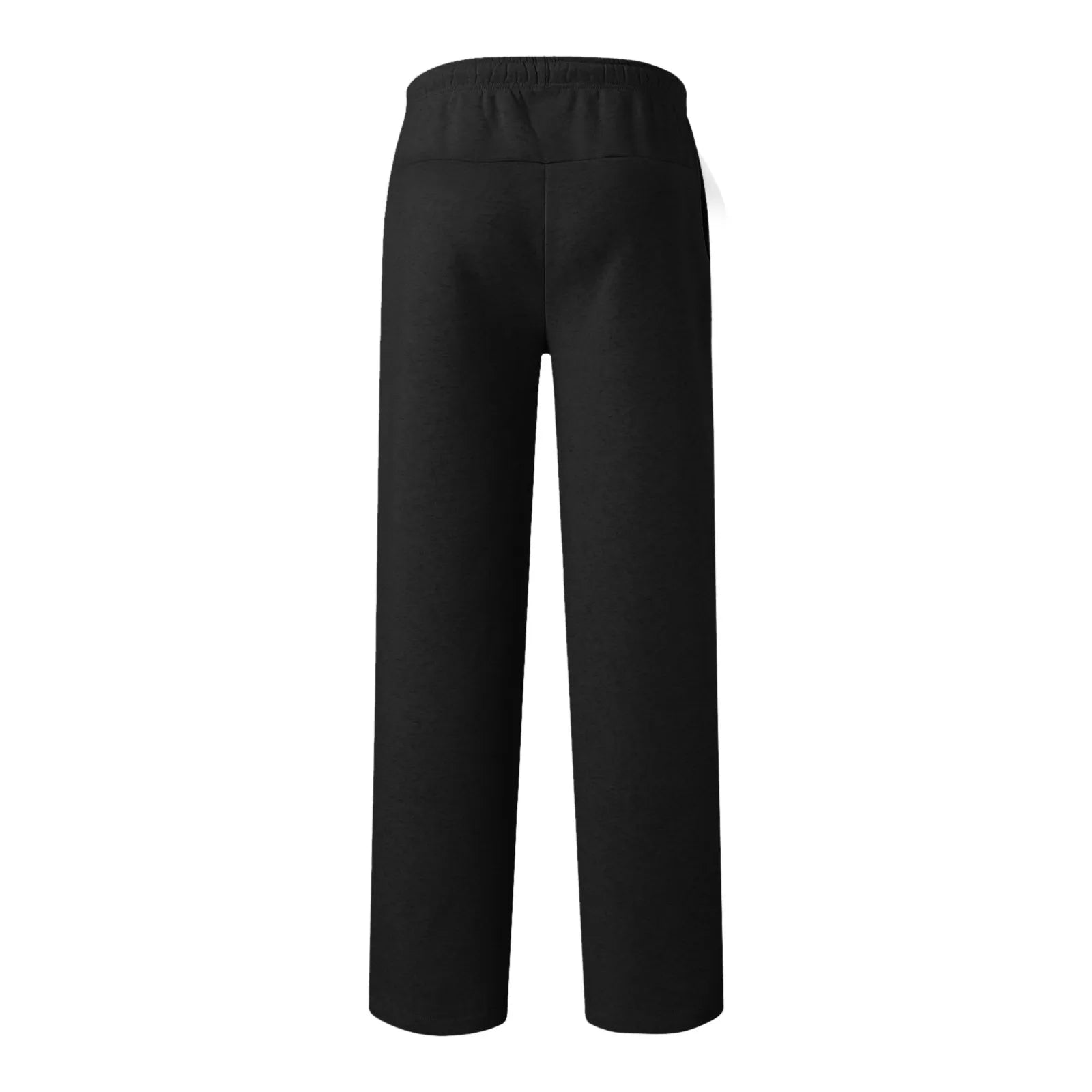 Women New Elastic Waist Pants with Side Pockets Fleece Lined Thick Wide Leg Sweatpants Pure Color Straight Cut