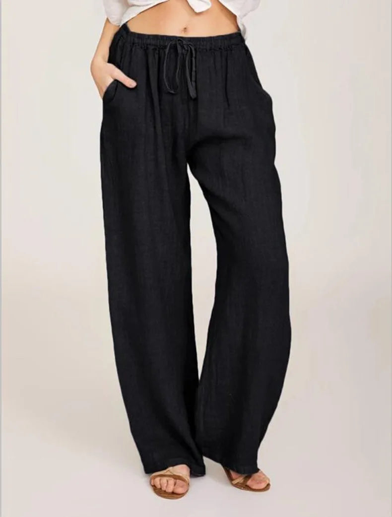 Summer and Autumn New Casual Women's Wear in Europe and America - Large Loose Cotton Hemp Casual Pants