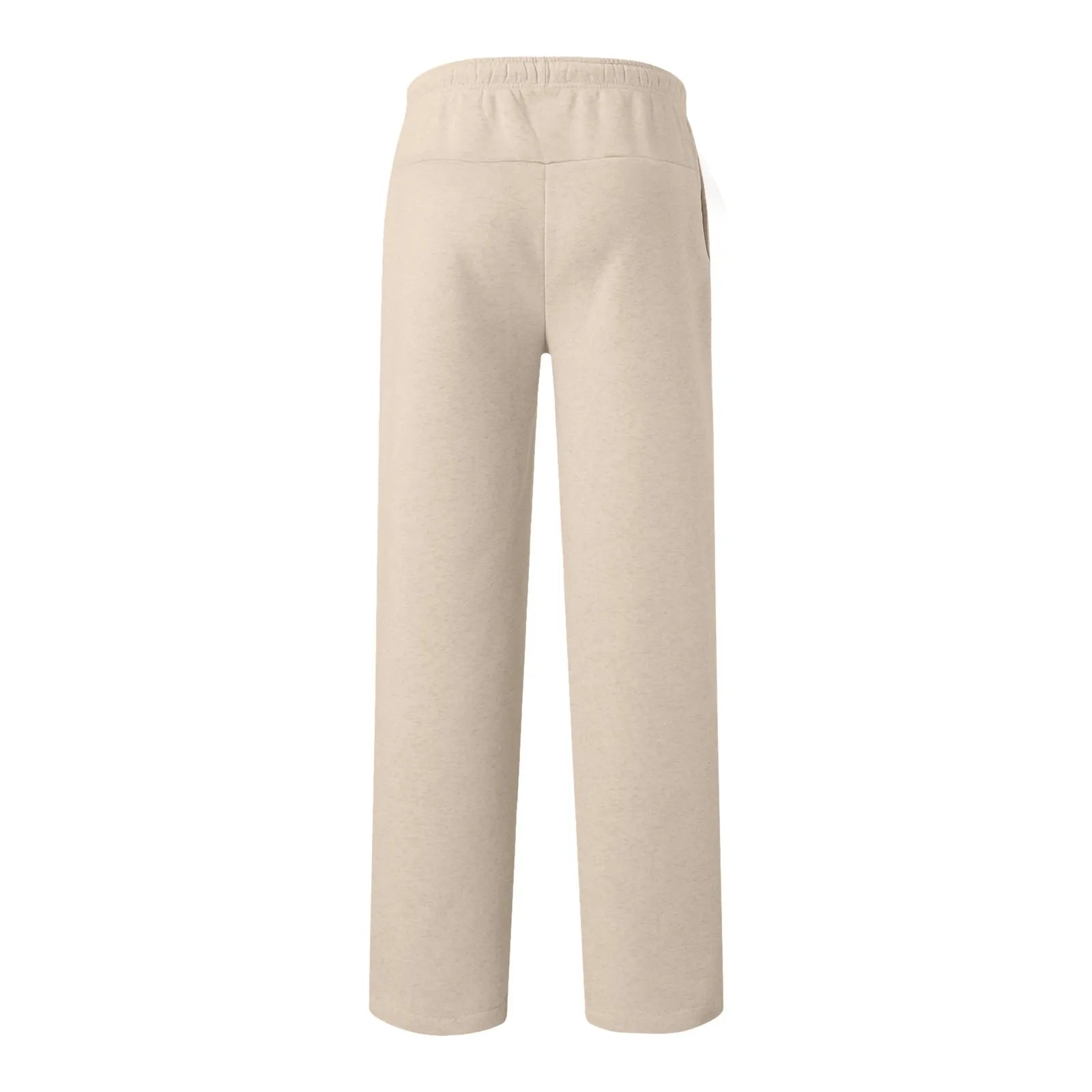 Women New Elastic Waist Pants with Side Pockets Fleece Lined Thick Wide Leg Sweatpants Pure Color Straight Cut