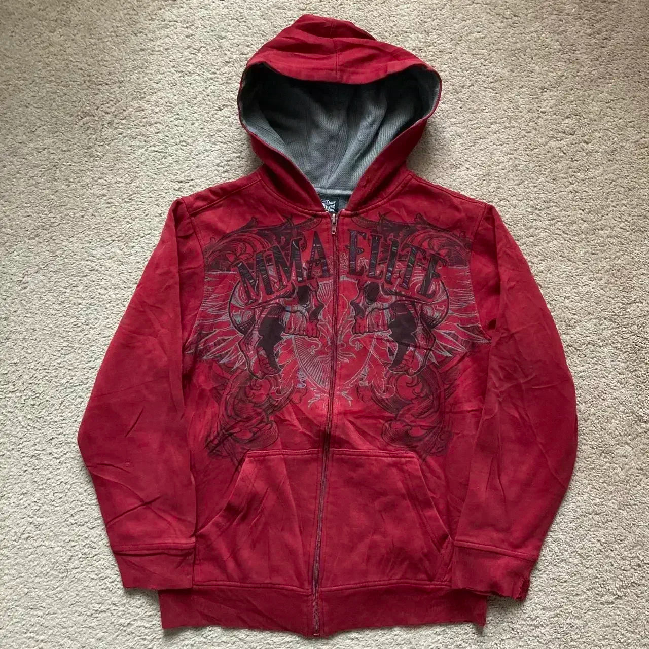 European and American Fashion Trends Joker Pattern Embroidered Zipper Hoodie Women Street Hip Hop Retro Casual Sweatshirt Unisex