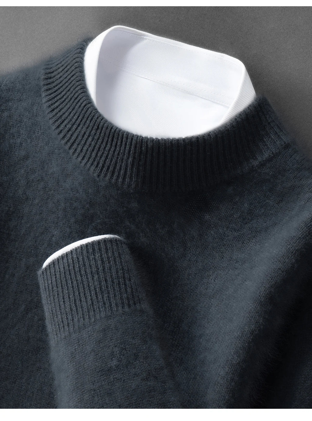 ZOCEPT Natural Cashmere Mock Neck Pullover Men Cashmere Sweater Soft Warm Jumpers Quality Casual Business Knitwear Basic Tops