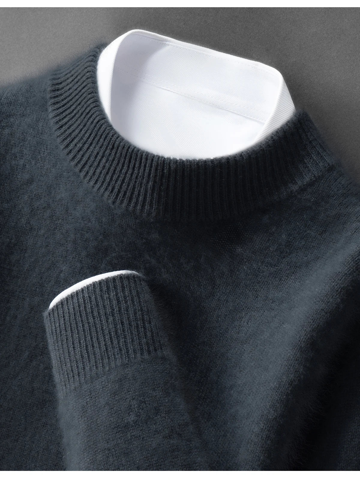 ZOCEPT Natural Cashmere Mock Neck Pullover Men Cashmere Sweater Soft Warm Jumpers Quality Casual Business Knitwear Basic Tops