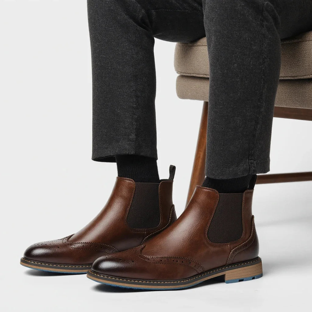 2026 Classic Red Wine Chelsea Boots for Men Fashionable Men Boots Casual Men Ankle Boots