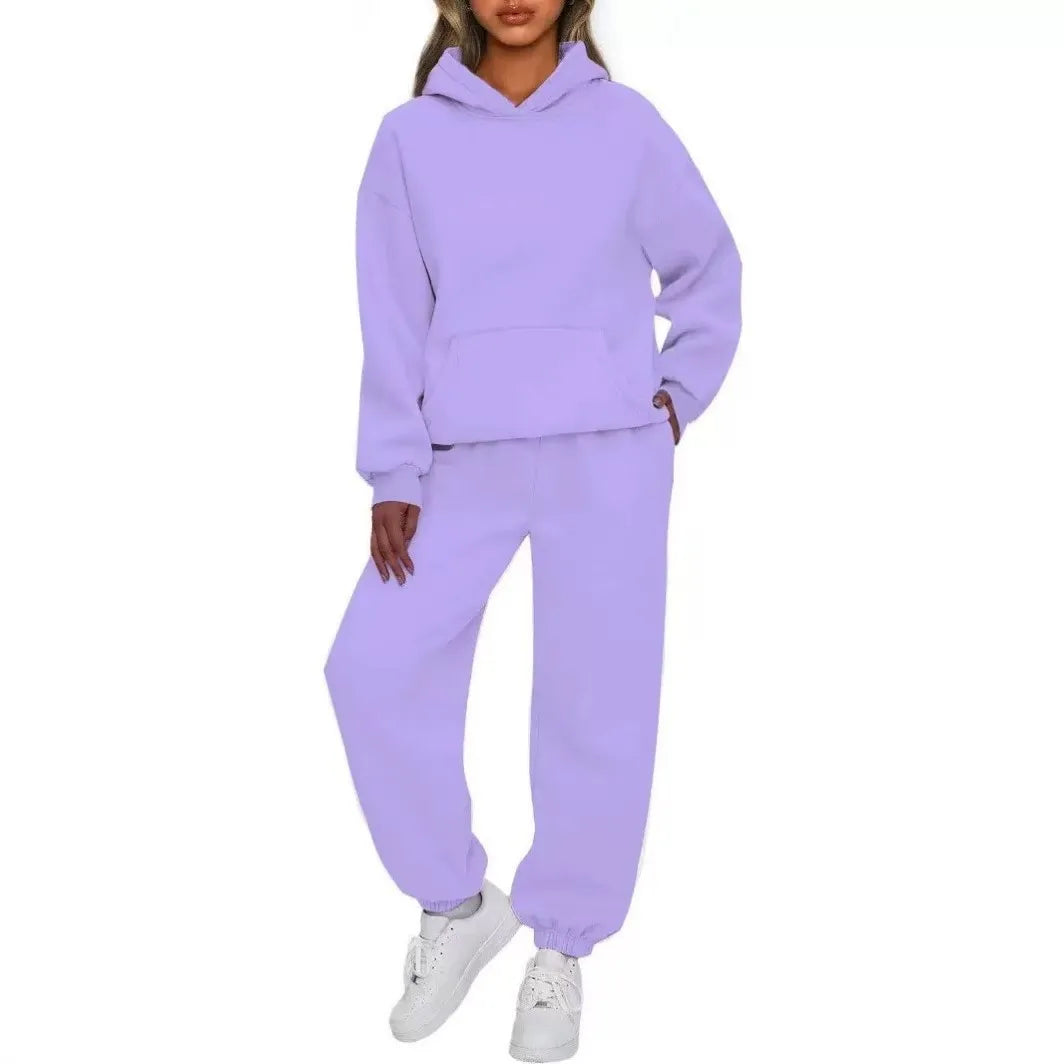 Women's Casual Hooded Sweatshirt and Sportswear Pants Set Long Sleeve Long Pants Autumn Season Fashion Ladies Outfit
