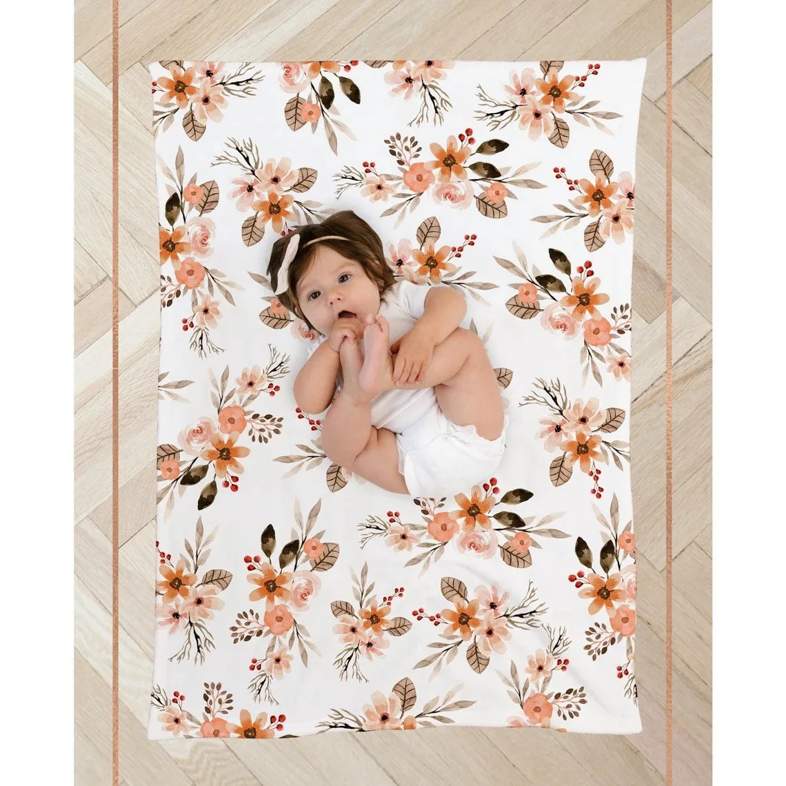 3pc Set Baby Swaddle Wrap for Newborns with Floral Headband