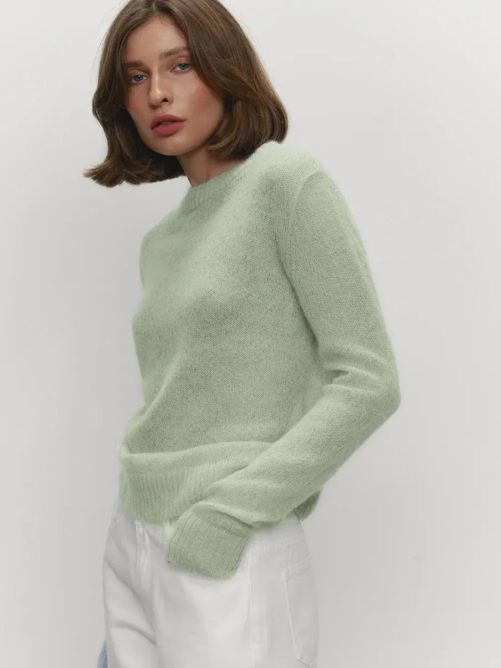Classic Mohair Knitted Sweater Top for Women - Spring and Summer Fashion Loose Fit O-neck