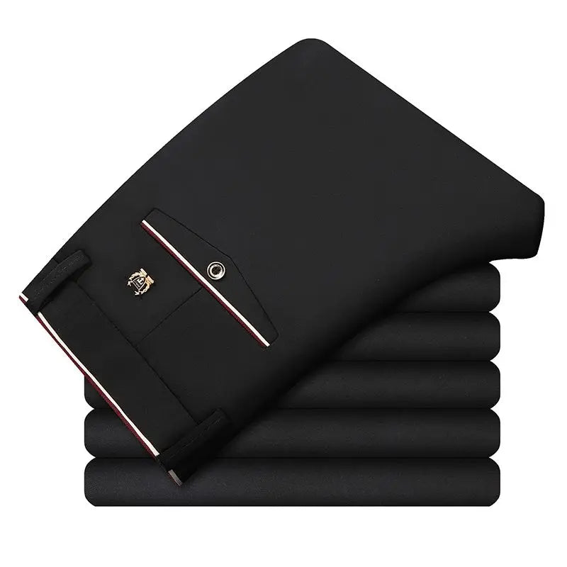 Men's Travel Dress Pants Stretch, No Iron Required Business Trousers, British Classic Slim Fit Lightweight Office Work Pants