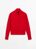 Ethereal costume 2025 massidutti spring new style of Minimalist commuter slim high-neck long-sleeved knit cardigan