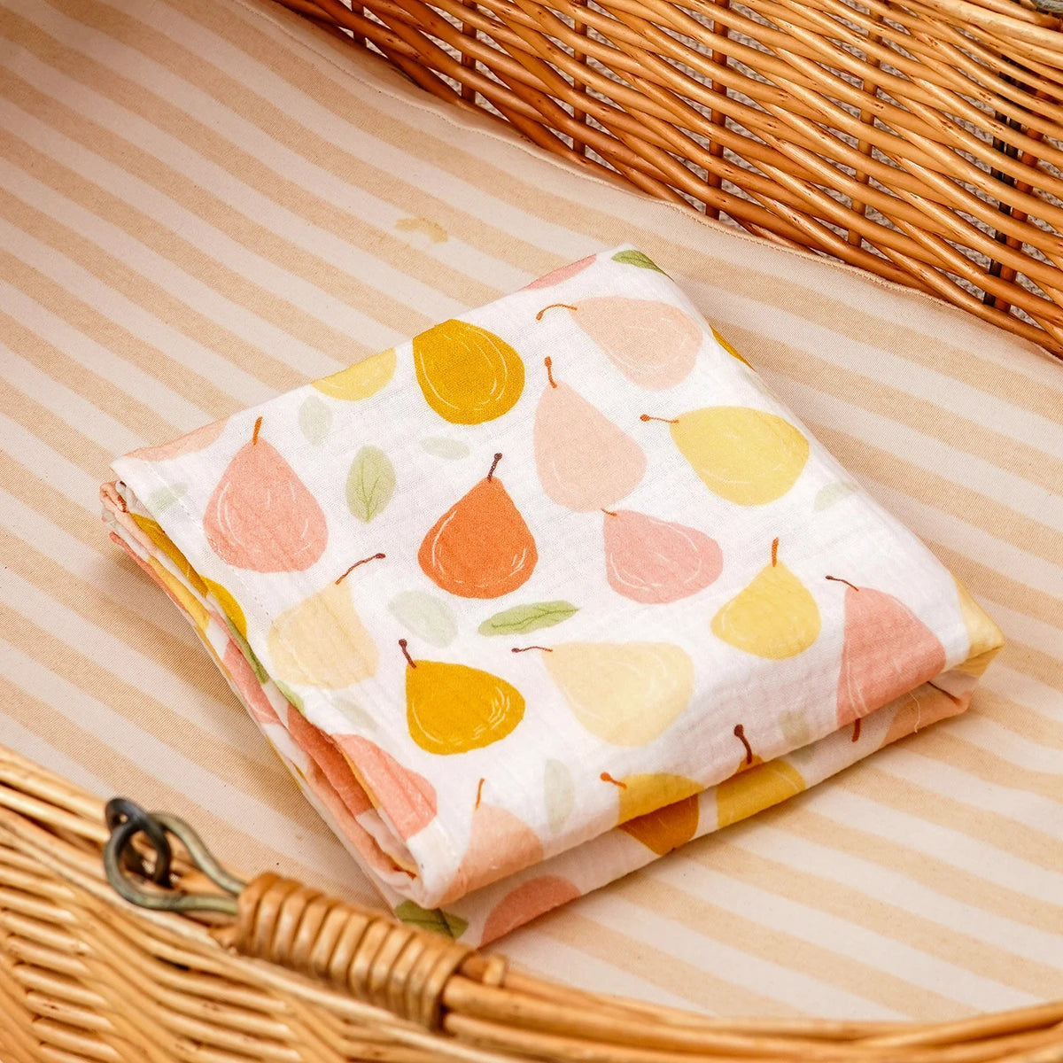 HappyFlute 80x80cm Muslin Baby Blanket Soft Cotton-Cashmere Blend 2-Layer Comfortable High-Quality Print Infant Blanket