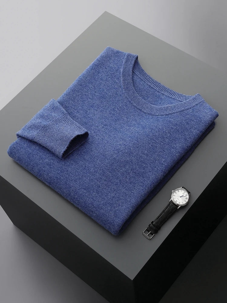 Men's 100% Merino Wool Crew Neck Sweater – Lightweight Basic