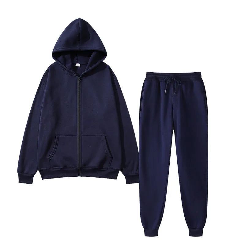 Unisex solid color sportswear set, fashionable and casual, autumn