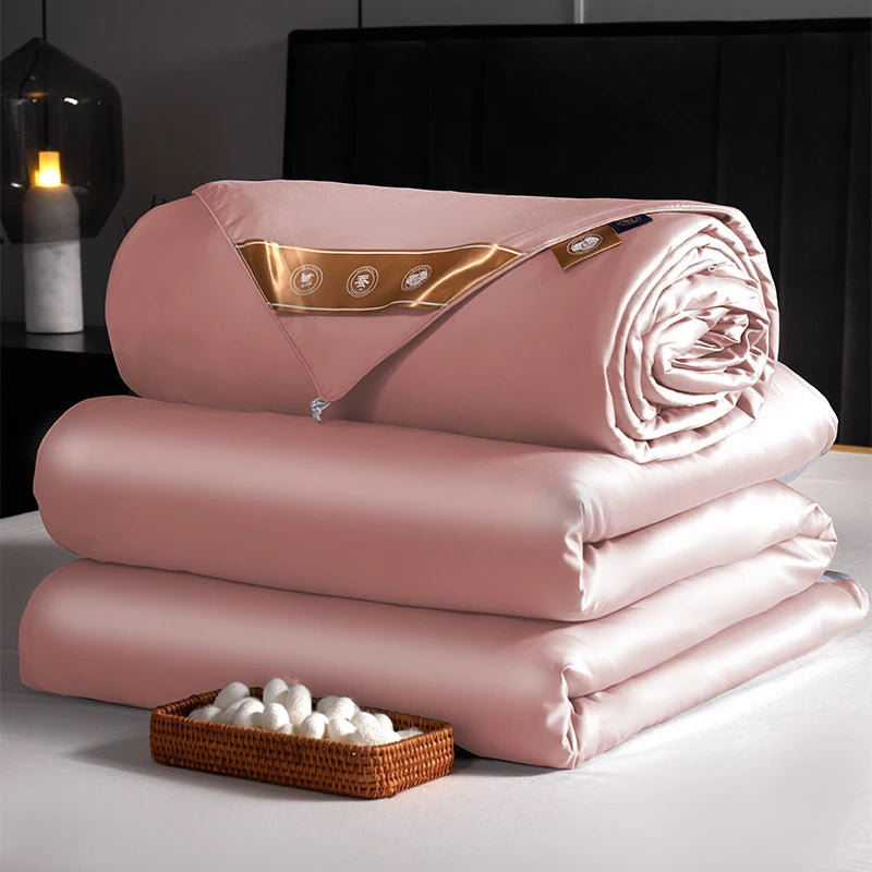 100% Natural Mulberry Silk Comforter With Cotton Shell King Queen Summer Winter Warm Duvet Blanket Single Couple Bedding Quilt
