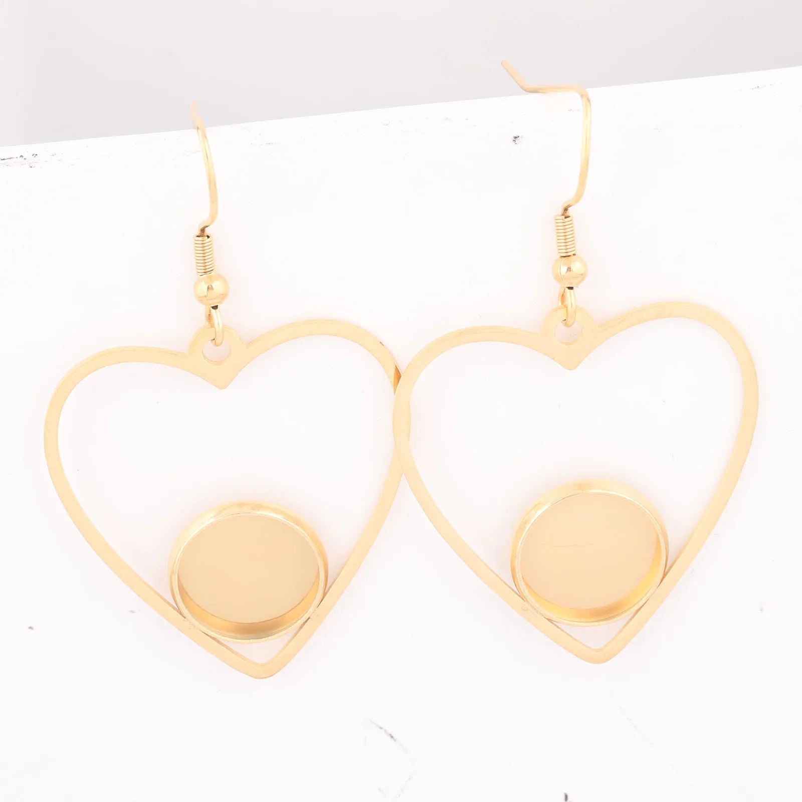 6pcs Stainless Steel Gold Plated 12mm Cabochon Earring Base Setting