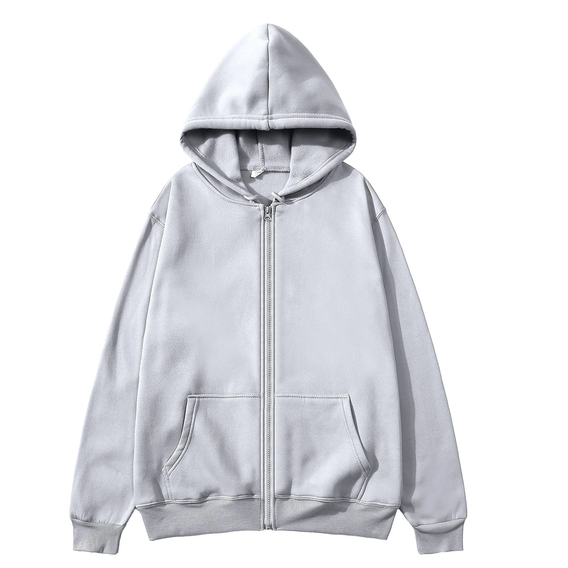 2025 unisex zipper sweatshirt cardigan hooded sweatshirt solid color sportswear top for autumn and winter