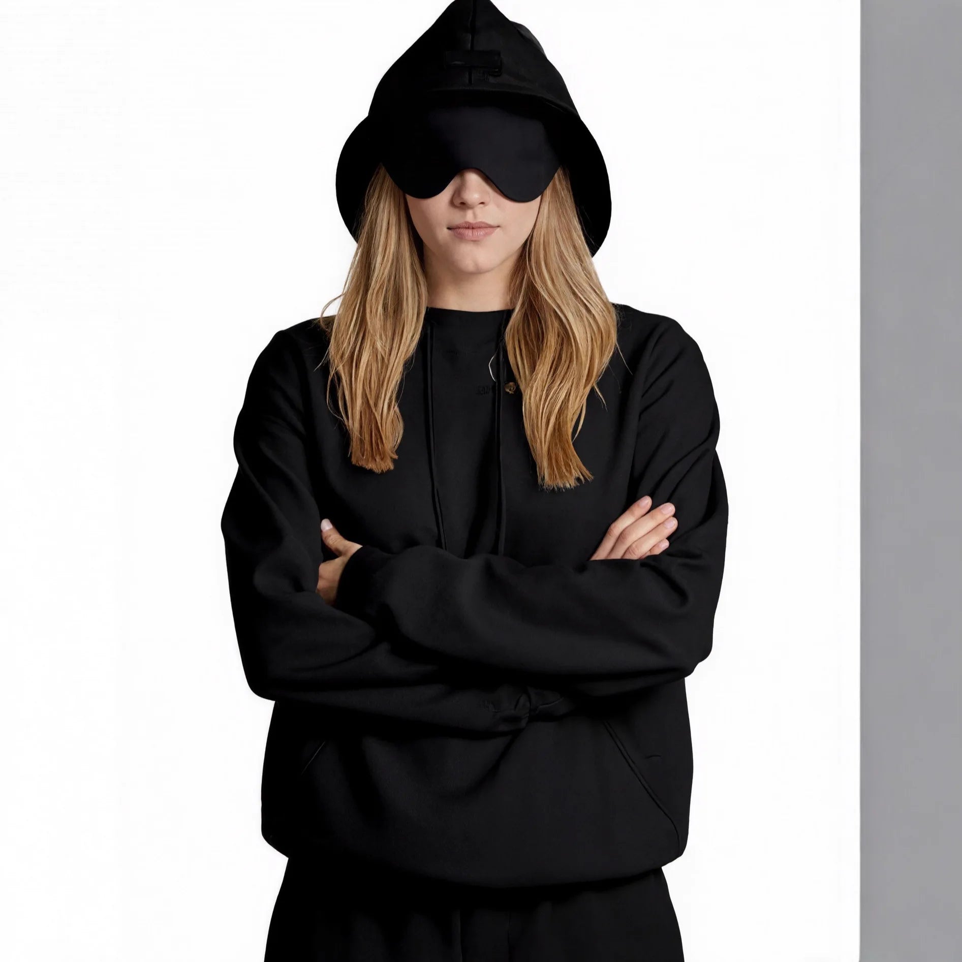 Women's Pocket Eye Mask Hooded Sweatshirt with Travel Mode Pullover for Autumn/Winter 2025