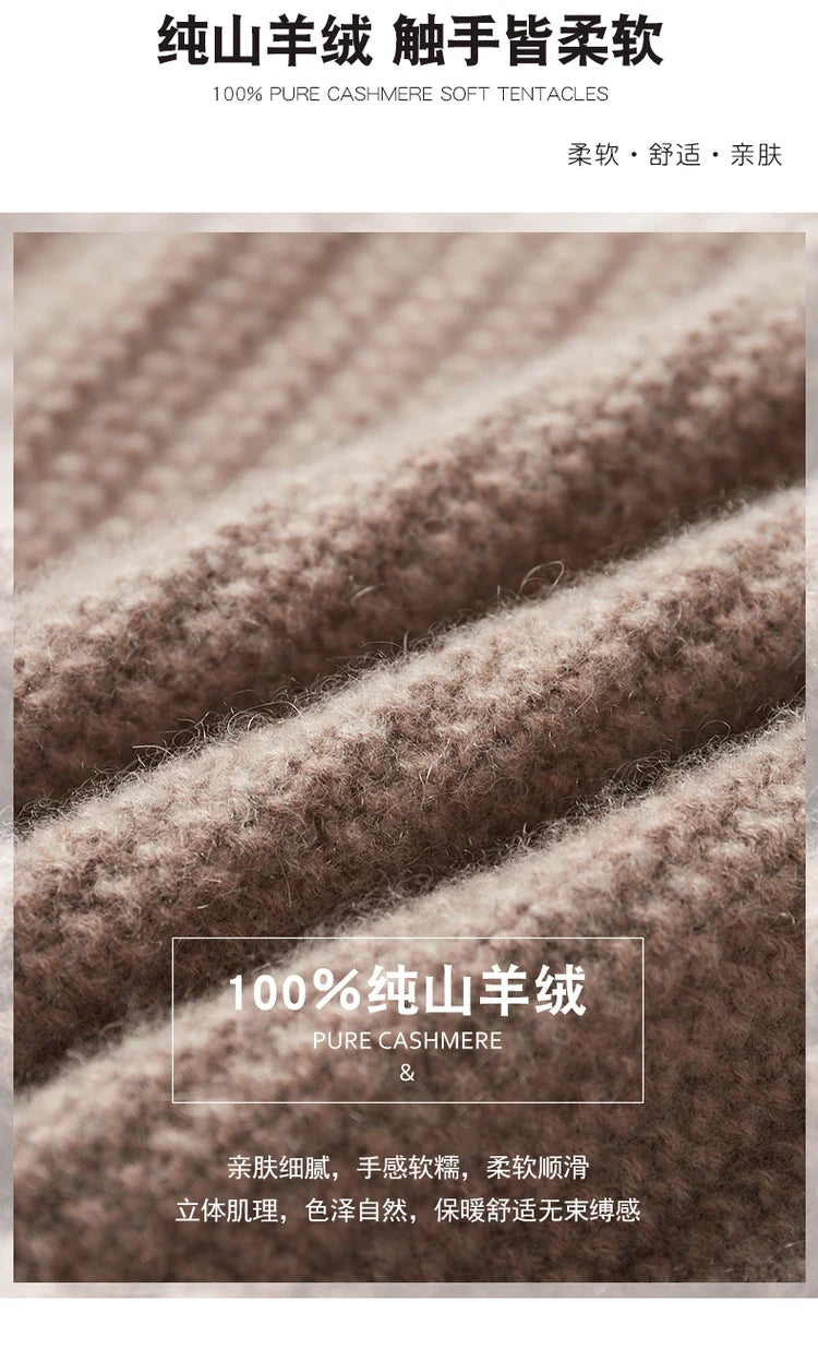 100% Pure Cashmere Sweater for Men - Round Neck, Thick, Warm, Fashionable Sweater