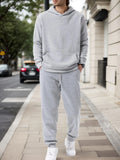 Men's Autumn and Winter Solid Color Hoodie and Jogging Pants Two-piece Set Fashionable Outdoor Casual Sportswear Men's Tracksuit