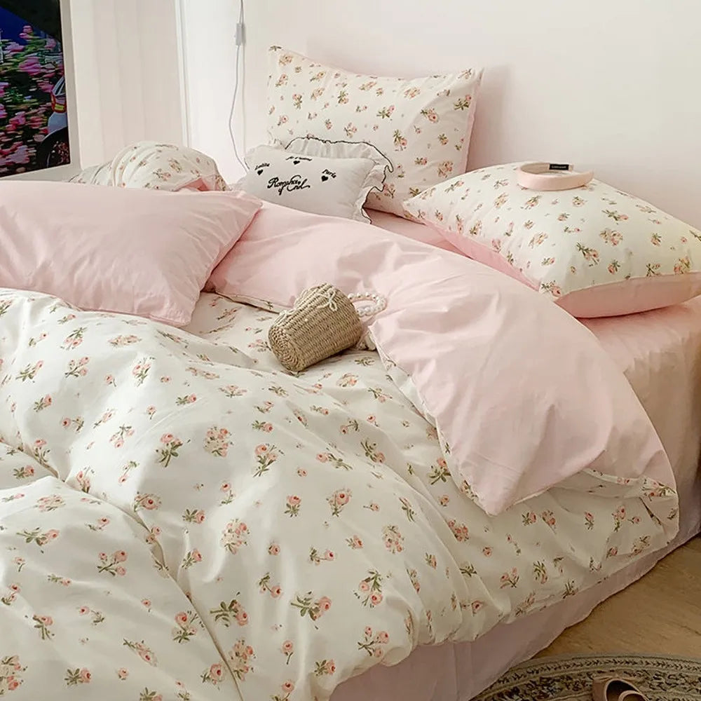 Pink Floral Bedding Set | Duvet Cover for Bed