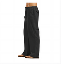 Men's Cotton Linen Pants Loose Cool Casual Long Pants Elastic Waist Lightweight Trousers